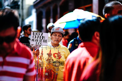 People on street in city