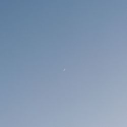 Low angle view of moon against clear blue sky