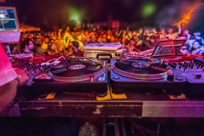 Dj turntables at live event