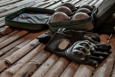 High angle view of shoes on table