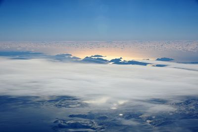 Aerial view of clouds over blue sky