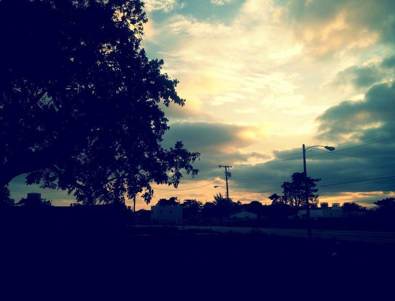 silhouette, sunset, sky, tree, cloud - sky, tranquility, tranquil scene, scenics, beauty in nature, nature, landscape, cloud, cloudy, dark, field, idyllic, dusk, no people, outdoors, growth