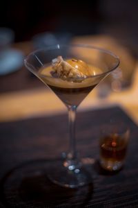 Ice cream affogato dessert with espresso coffee