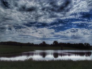 Scenic view of lake against sky