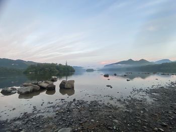 Scenic view of lake against sky