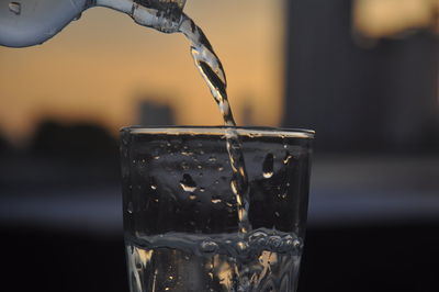 Close-up of water drops on glass