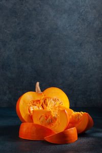 High angle view of pumpkin on table