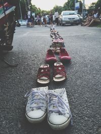 Cars parked on road