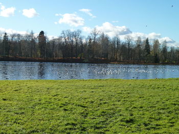 Scenic view of lake against sky