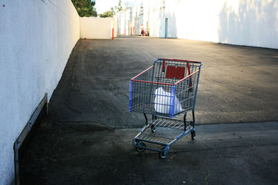 Empty alley against wall