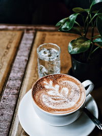 High angle view of coffee on table