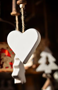Close-up of heart shape decoration hanging