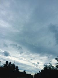 Low angle view of silhouette trees against sky