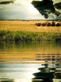 Scenic view of land against sky