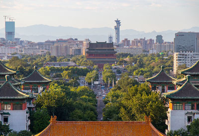 Summer afternoon view of downtown beijing from jingshan park