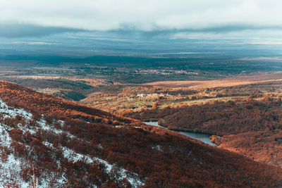 High angle view of landscape against sky