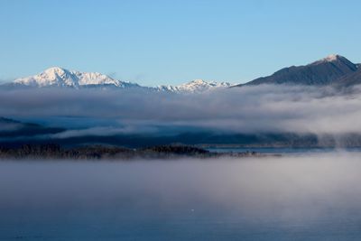 View of snowcapped mountain range