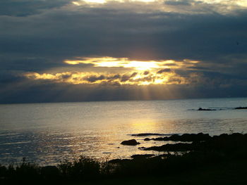 Scenic view of sea against cloudy sky