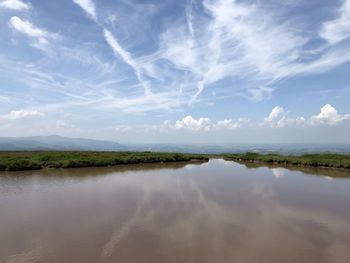 Scenic view of lake against sky