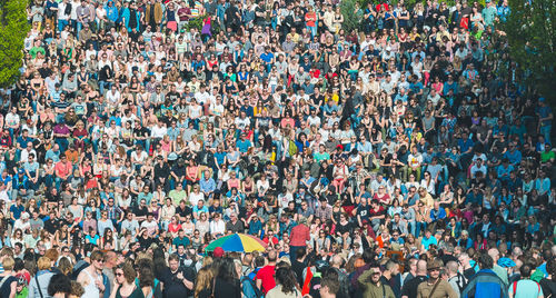 Aerial view of crowd in park