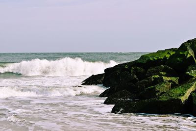 Scenic view of sea against clear sky