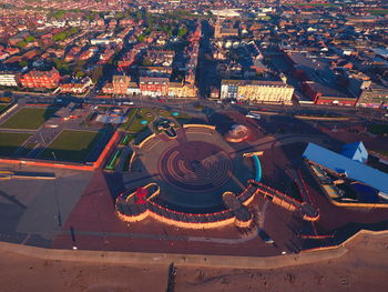 High angle view of buildings in city