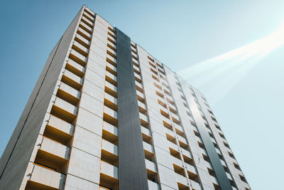 Low angle view of modern building against clear sky