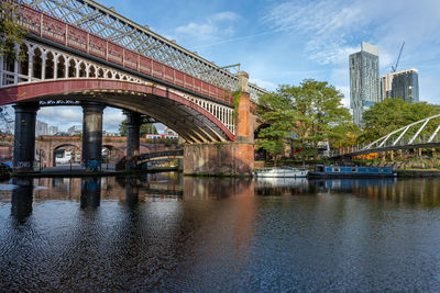 The castlefield viaduct, an old railway bridge in manchester, england