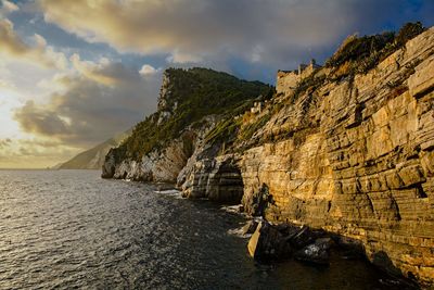 Scenic view of coastline against sky