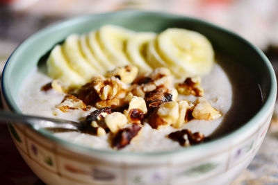 Close-up of breakfast served in bowl