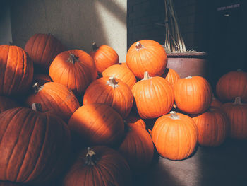 Close-up of pumpkins on table