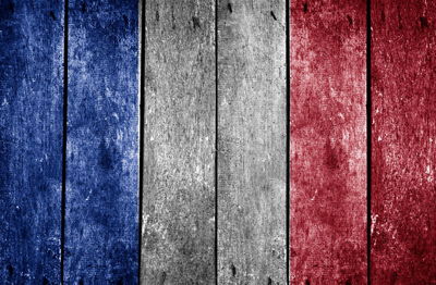 French flag made on weathered wooden planks