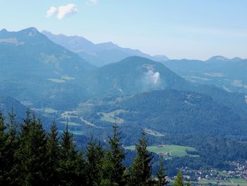 Scenic view of a burning mountain schwarzenberg in the bavarian alps