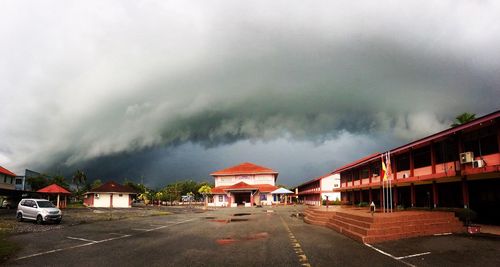 Storm clouds over city