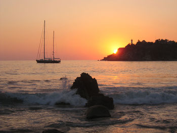 Scenic view of sea against sky during sunset