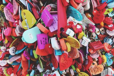 Full frame shot of padlocks hanging