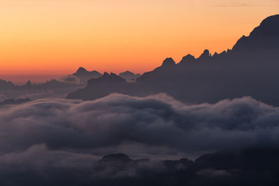 Scenic view of dramatic sky during sunset