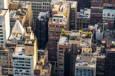 High angle view of buildings in city