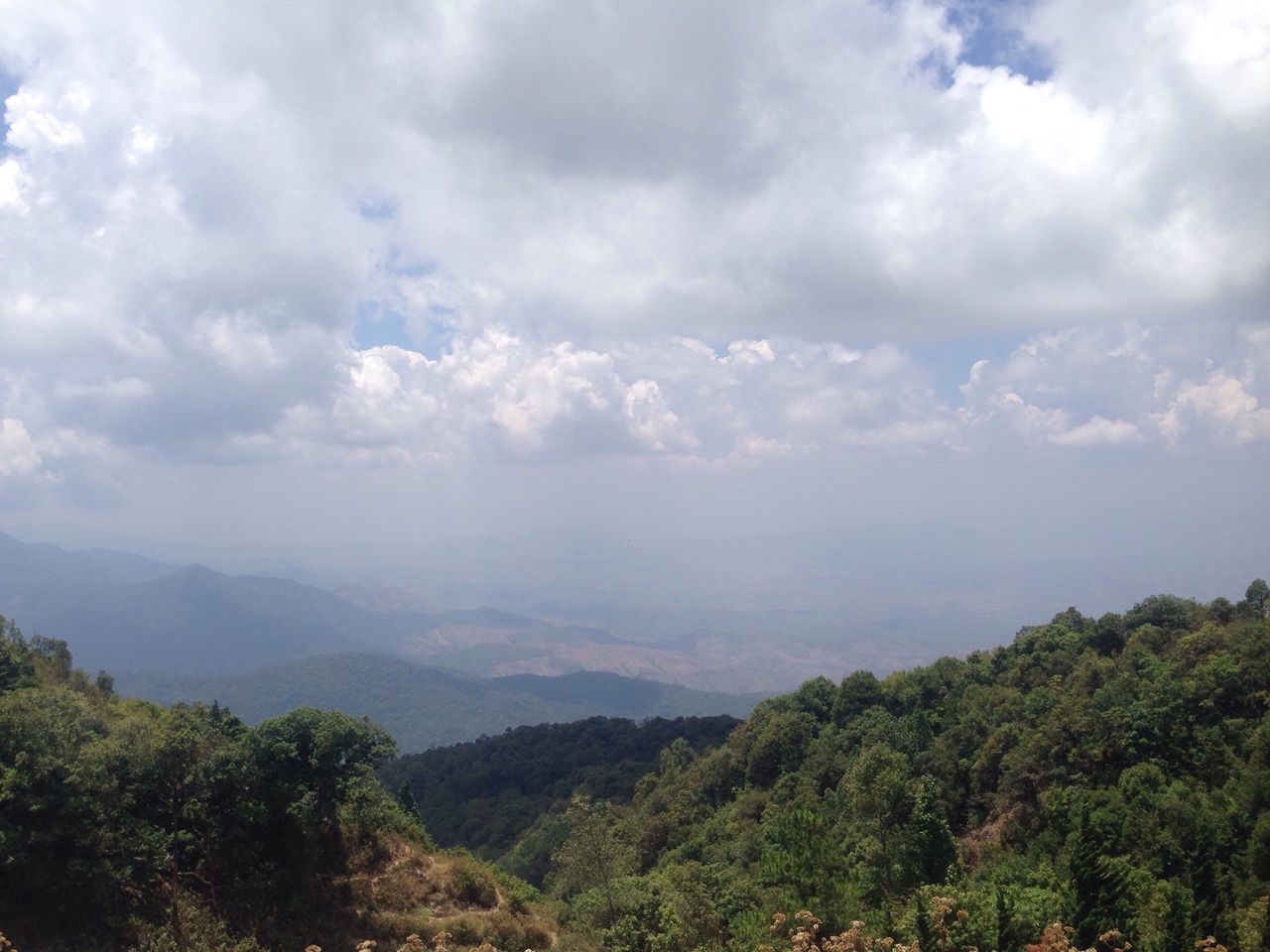 SCENIC VIEW OF MOUNTAINS AGAINST CLOUDY SKY