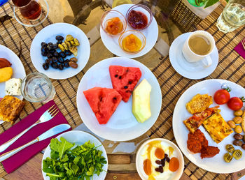 Healthy food. traditional turkish breakfast in hotel. mediterranean healthy lifestyle 