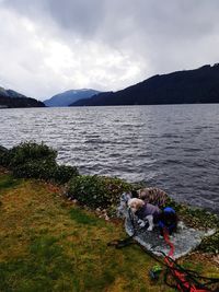 Scenic view of lake against sky