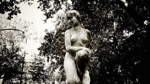 Low angle view of statue in park