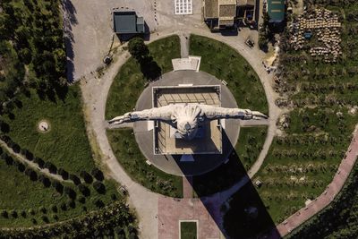 High angle view of gazebo in park