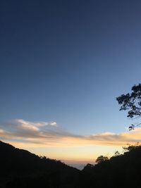 Scenic view of silhouette mountains against sky at sunset