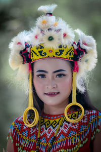 Portrait of cute girl wearing santa hat