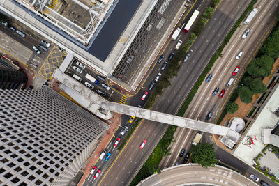 High angle view of traffic on road in city