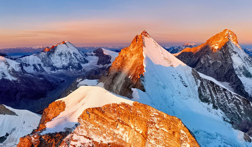 Norway mountain  with sunset on the islands lofoten. natural scandinavian landscape. 