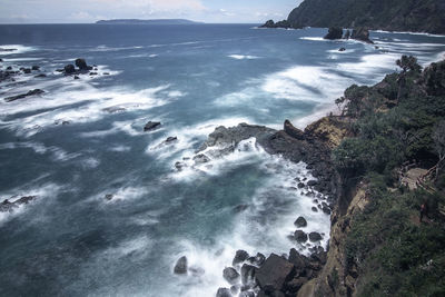 High angle view of sea against sky