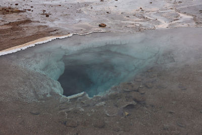 High angle view of geothermal hot spring pool