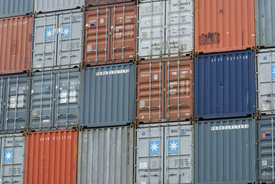 Full frame shot of cargo containers stack